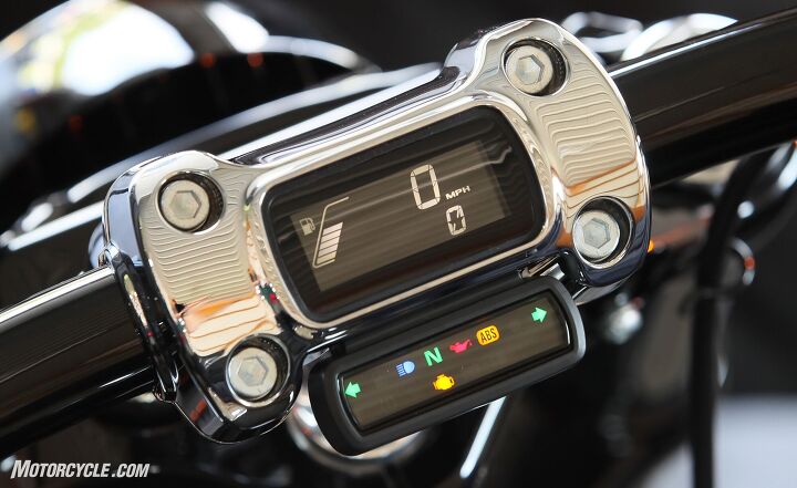 The new handlebar clamp LCD instrumentation is standard on several of the Softail models.