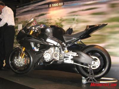 Here’s our first close look at BMW’s upcoming S1000RR, seen here in its racebike prototype form that will enter World Superbike competition in 2009. A production version is slated to hit dealers late in ’09.