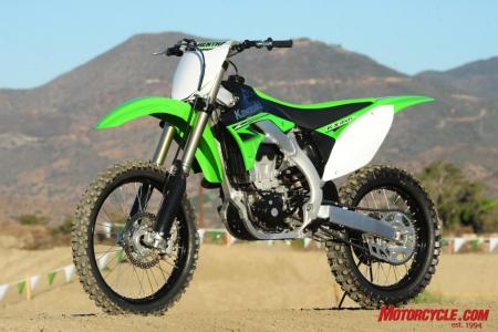 The new KX450F under the hot SoCal sun.