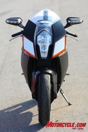 The RC8R is slim and menacing. Note the turnsignals in the mirrors.