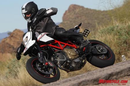 The Hypermotard EVO SP is available in a choice of a red-themed or white-themed Ducati Corse livery.