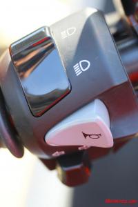 We aren’t fans of the VFR’s relocated horn button where we expect a turnsignal switch to be.