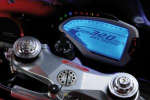 The new eye-catching instrument panel is adjustable for day and night viewing.