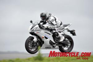 A light rain fell on our session aboard the racy Yamaha R6, but the fun continued unabated.