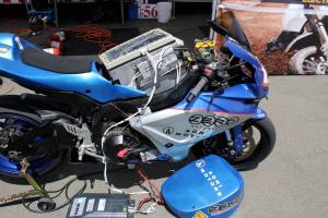 The winning Zero Agni was left with all its parts hanging out after winning the inaugural U,S. TTXGP.