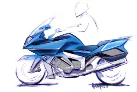 BMW's sketches give us an idea of what the K1600 models will look like. Note the 55 degree forward tilt of the engine cylinders which, BMW says, lowers center of gravity and improves air intake.