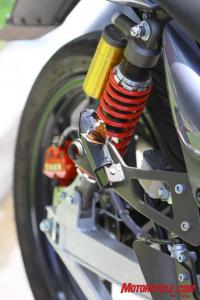 Note the exhaust hanger that Tiger left in place to turn these into petrol bikes in Asia. You won�t likely attract a butterfly in this spot on a hot-running petrol bike.