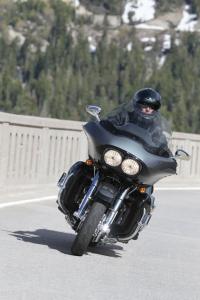The distinctive Road Glide fairing is capped by a newly angled windscreen tested in a wind tunnel. 