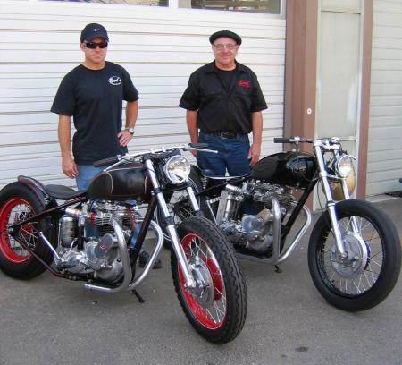 Earl and son Brian, a fireman by profession, share similar tastes in hot Triumphs.