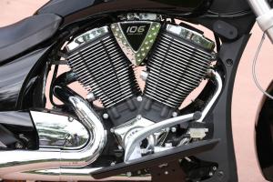 Victory’s 106 cubic-inch V-Twin is now standard equipment across the lineup, as is a redesigned 6-speed transmission.
