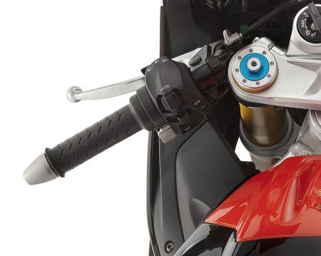 A joystick on the left handlebar is used to select from eight different traction control settings. The traction control buttons are also used to prime the launch control system.
