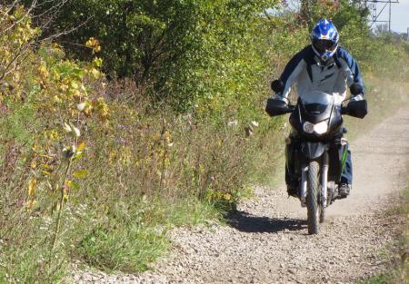 Find a gravel farm lane or path and explore. The KLR lives for stuff like this!