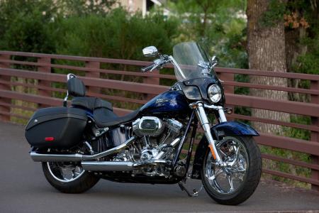 The 2012 Convertible Softail in Abyss Blue with Catacomb Graphics. The Convertible is the only model other than the Electra Glide to get the Zumo 660 GPS.