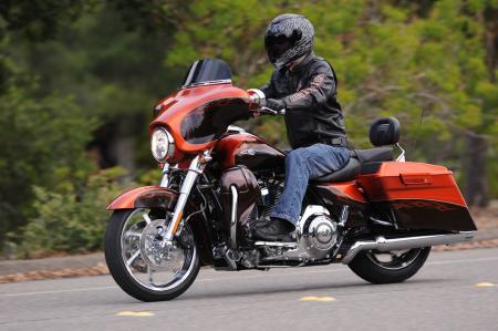 The 2012 CVO Street Glide in the Hot Citrus color scheme.