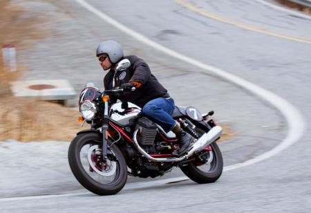 2013 Moto Guzzi V7 Racer Action Left