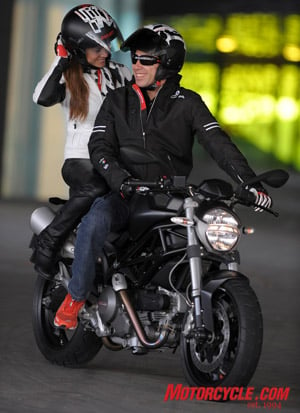 You'll be smiling too if you're buzzin' around on the new Monster 696, 'cause the ladies like 'em!