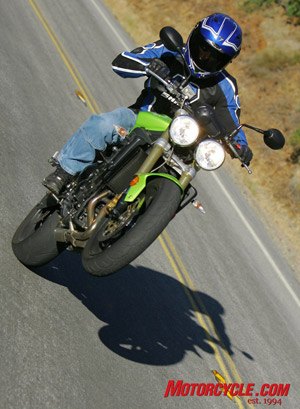 Woooo, yeah! Easy front-end lifts are a hallmark of this hooligan-making motorcycle.
