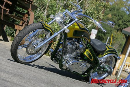 Board tracker style and dripping with candied green paint, the 2009 BDM Pitbull is a rigid yet friendly street rod.