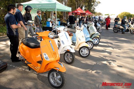 Like a bag of Skittles spilled on the ground, Vespas come in a myriad of colors.