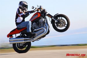 The XR1200 will rearrange your perception of Harley-Davidson performance. Here Pete imagines himself taking the checkered flag at the Springfield Mile.
