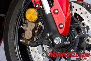 Optional C-ABS on the CBR600RR will only be available in model  colors Metallic Black or Red/Black. ABS models will also have bronze  colored calipers. Standard model calipers will be black.