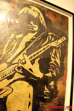 Shepard Fairey was unable to be at the event, but he was represented by his Johnny Ramone artwork.