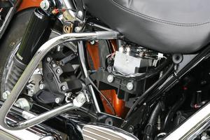 Here you can see the heart of the new ABS system tucked in descretly behind a side panel. Because of its relatively small size, it doesn't have to take up space behind a saddlebag.