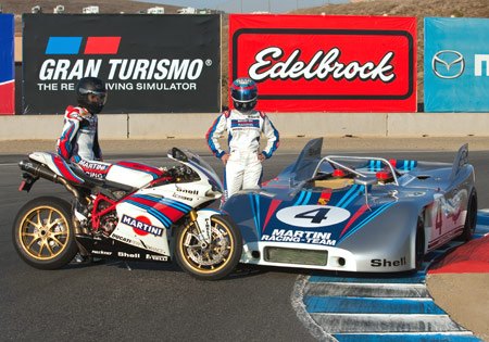 The Martini-Ducati 1098S beside the Martini Racing Porsche 908/3.