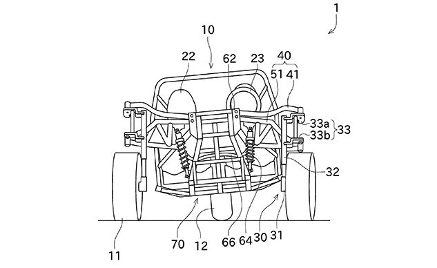 Kawasaki leaning three-wheeler patent