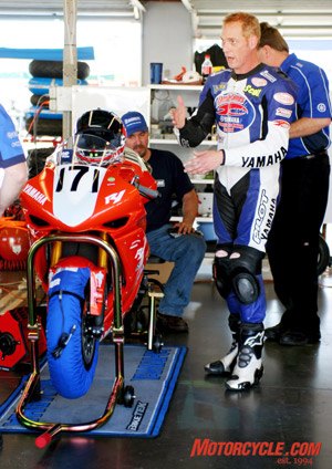 Scott Russell and his Jamie James Productions crew struggled to work out handling and power issues to make their motorcycle competitive in the Superstock race.