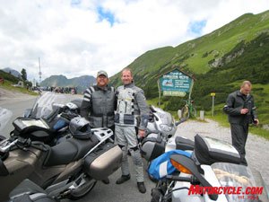 There are countless spectacular roads nearby the event, and we were lucky enough to have a knowledgeable and swift guide from Edelweiss Bike Travel escort us on an entertaining ride. BMW’s Roy Oliemuller and Rob Mitchell pose at the top of yet another dramatic vista near the Motorrad Days location.