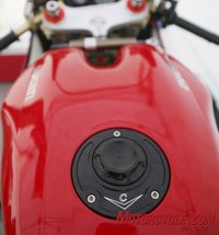 Mad Duc's race fuel cap replaces the OEM keyed unit. (Photo by Holly Marcus)