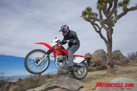 Although you’ll want to steer clear of motocross-style double jumps, the CRF230L is capable of tackling plenty of off-road terrain.