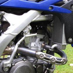 The new YZ-F has bigger radiators, a new cylinder head and improved cylinder head access.